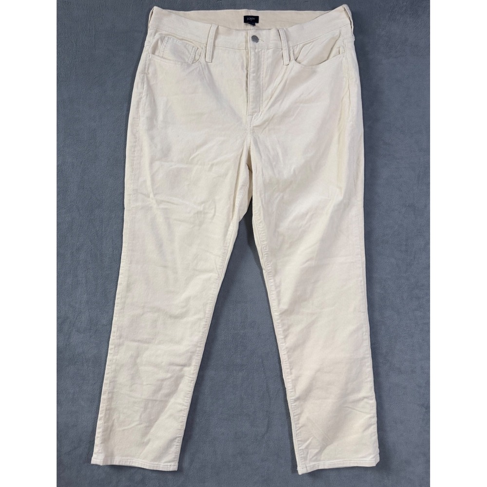 J. Crew Women's Beige Ivory Corduroy Straight Leg Pants Sz 33 NWT Preppy Minimal